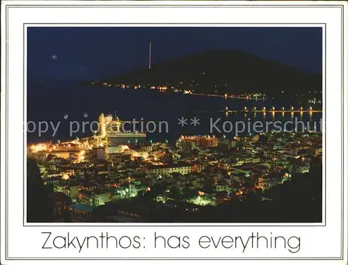 Zakynthos Zante Stadtbild bei Nacht Kat. Insel Zakynthos