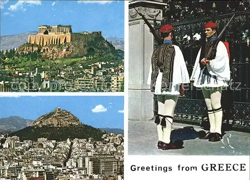 Athenes Athen Stadtbild mit Burgberg Akropolis Wache Kat. Griechenland