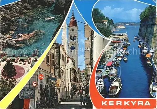 Kerkyra Strassenpartie Hafen Bucht Kat. Corfu Korfu