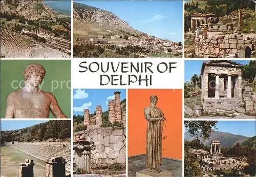 Delphi Delfi Tempel Ruine Antike Statue Kat. Golf von Korinth