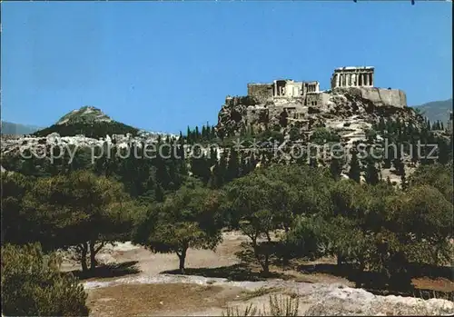 Athenes Athen Akropolis und der Lykabette Tempel Ruine Antike Kat. Griechenland