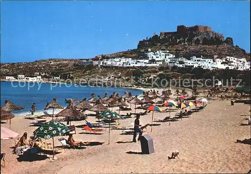 Lindos Lindo Strand Akropolis Ruine Antike Kat. Rhodes