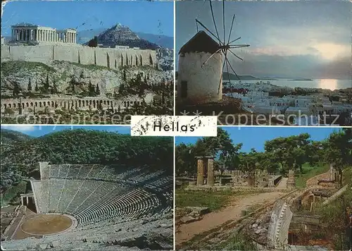 Athens Athen Akropolis Tempel Ruine Antike Amphitheater Windmuehle Kat. Griechenland