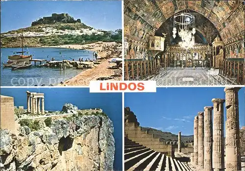 Lindos Lindo Strand Akropolis Tempel Antike Palast Wandmalerei Kat. Rhodes