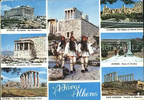 Athens Athen Akropolis Parthenon Caryatides Zeus Neptune Attalus Tempel Antike Wache Kat. Griechenland