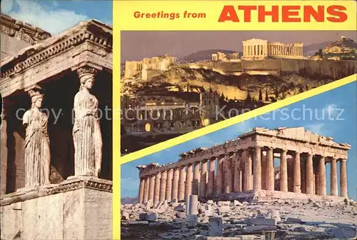 Athens Athen Akropolis Caryatides Parthenon Tempel Antike Kat. Griechenland