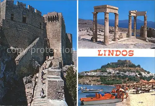 Lindos Lindo Akropolis Tempel Ruine Antike Strand Kat. Rhodes