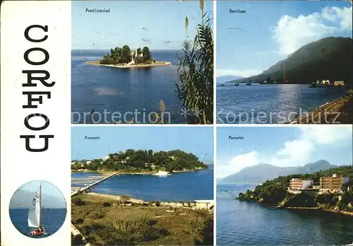 Corfu Korfu Insel Ponticonissi Benitses Perama Kanoni Segelboot Kat. Griechenland