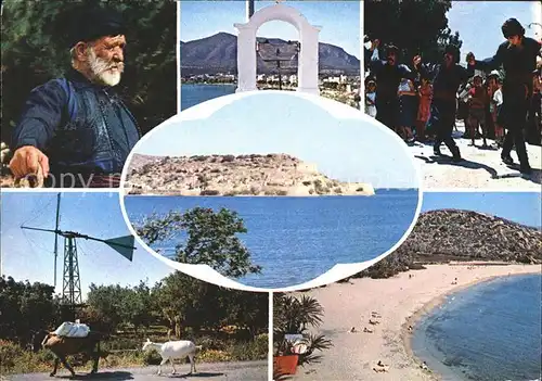 Kreta Crete Strand Esel Ziege Inselbewohner Volkstanz Kueste Kat. Insel Kreta