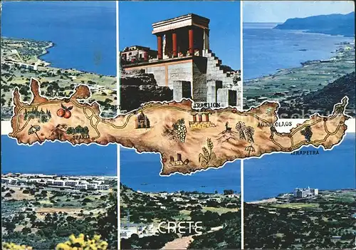 Crete Kreta Panorama Palast von Knossos Landkarte Sehenswuerdigkeiten Kat. Insel Kreta