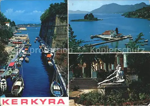 Kerkyra Hafen Pontikonissi Maeuseinsel Skulptur Kat. Corfu Korfu