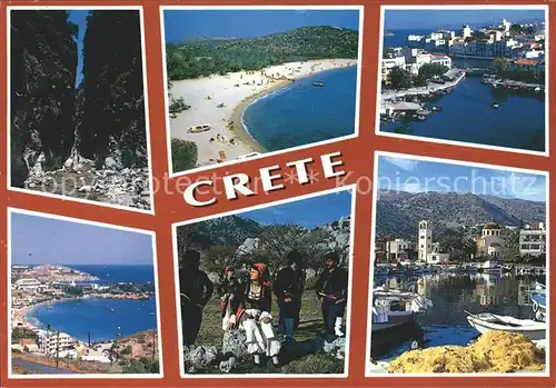 Crete Kreta Felsschlucht Strand Hafen Fischerboot Trachten Kat. Insel Kreta