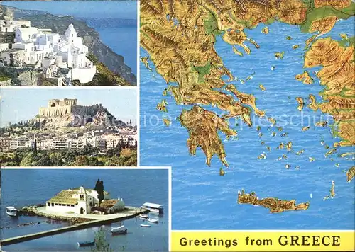 Griechenland Greece Inseldorf Tempel Antike Pontikonissi Landkarte Kat. Griechenland