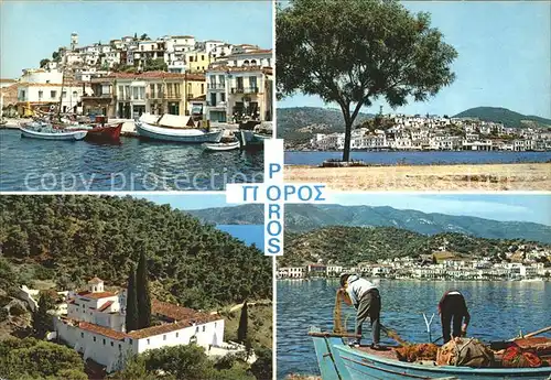 Poros Teilansichten Hafen Fischer Kat. Insel Poros