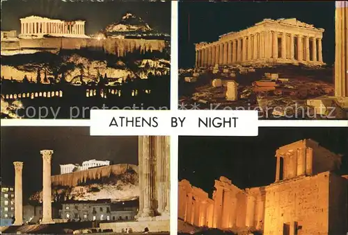 Athens Athen by night Aktropolis Tempel Ruine Antike Kat. Griechenland