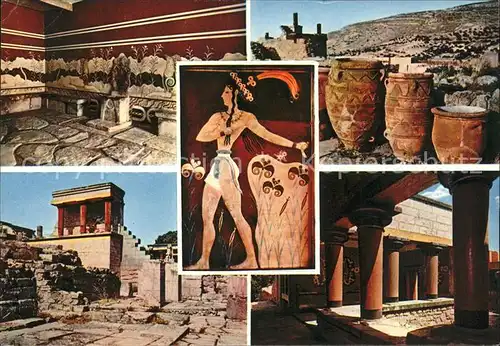 Cnossos Kreta Palast Tempel Antike Krug Wandmalerei Kat. Griechenland