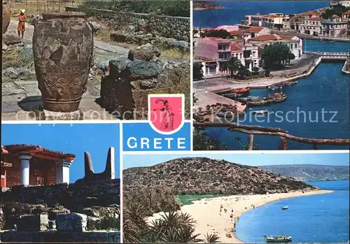 Crete Kreta Tempel Ruine Antike Krug Hafen Strand Kat. Insel Kreta
