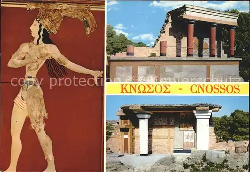Cnossos Kreta Palast Tempel Ruine Antike Wandmalerei Kat. Griechenland