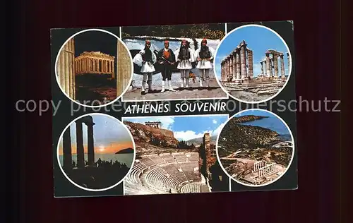 Athenes Athen Akropolis Tempel Ruine Antike Amphitheater Wache Kat. Griechenland