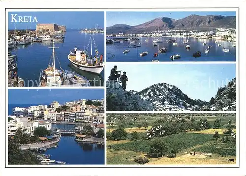 Kreta Crete Panorama Hafen Fischkutter Landschaft Kat. Insel Kreta