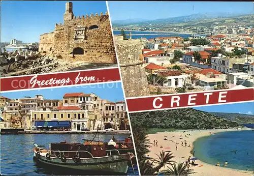Crete Kreta Festung Alter Hafen Fischkutter Strand Kat. Insel Kreta