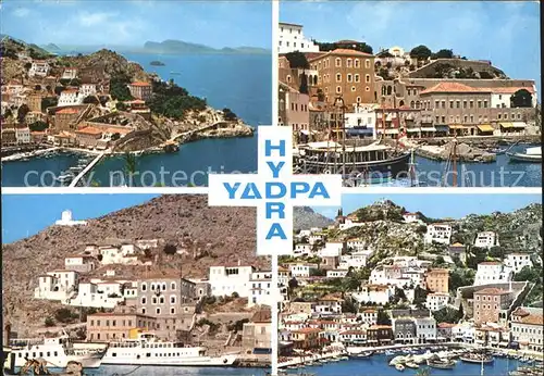 Hydra Teilansichten Hafen Faehrschiff Kat. Insel Hydra