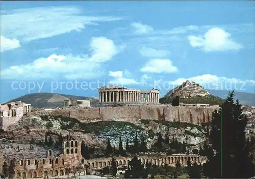 Athenes Athen Akropolis Tempel Ruine Antike und Lykabettus Kat. Griechenland