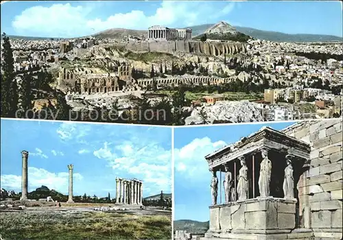 Athenes Athen Akropolis Caryatides Tempel Ruine Antike Kat. Griechenland