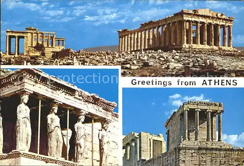 Athenes Athen Akropolis Parthenon Caryatiden Tempel Ruine Antike Kat. Griechenland