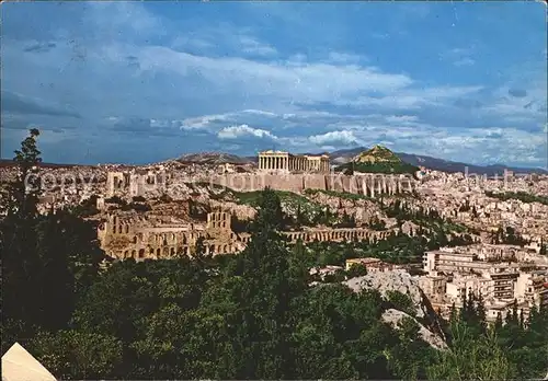 Athenes Athen Panorama mit Akropolis Tempel Ruine Antike Kat. Griechenland