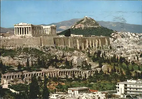 Athenes Athen Stadtbild mit Akropolis Tempel Ruine Antike Lykabettus Kat. Griechenland