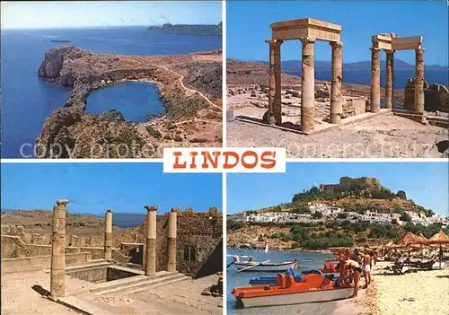 Lindos Lindo Akropolis Tempel Ruine Antike Strand Kat. Rhodes