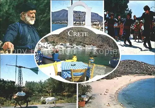 Kreta Crete Strand Esel Nationaltracht Tanzen Kat. Insel Kreta