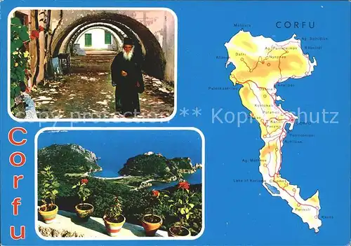 Corfu Korfu Strassenansicht Karte Alte Mann Kat. Griechenland