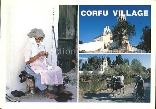 Corfu Korfu Frau Esel Kirche Kat. Griechenland