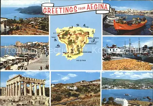 Aegina Egina Ruine Promenade Hafen Kat. Insel Aegina