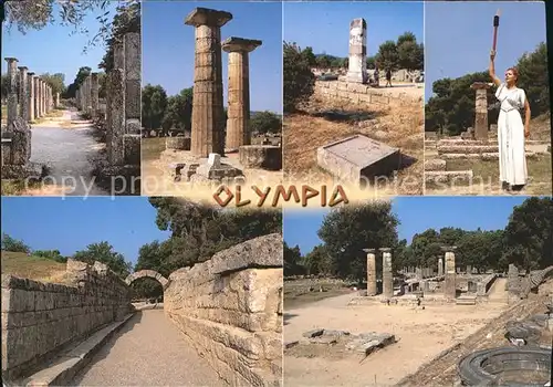 Olympie Griechenland Ruine Frau Fackel Kat. Griechenland