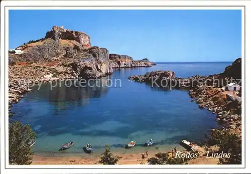 Lindos Lindo Boote Strand Bucht Kat. Rhodes