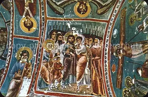 Tuerkei Karanlik Kilisede Bizans freski Betrayal Christ Kat. Tuerkei