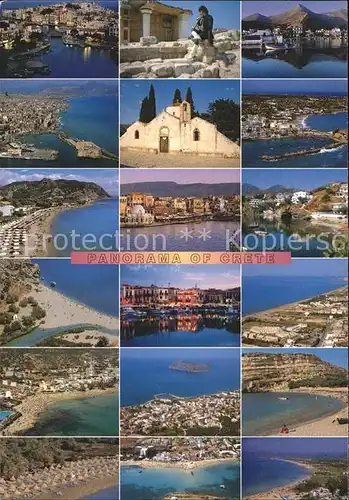 Kreta Crete Panoramakarte Teilansichten Kat. Insel Kreta
