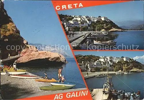 Kreta Crete Ag. Galini Strand Hafen Boote Kat. Insel Kreta