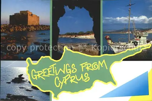 Zypern Cyprus Segelboot Strand Kat. Zypern