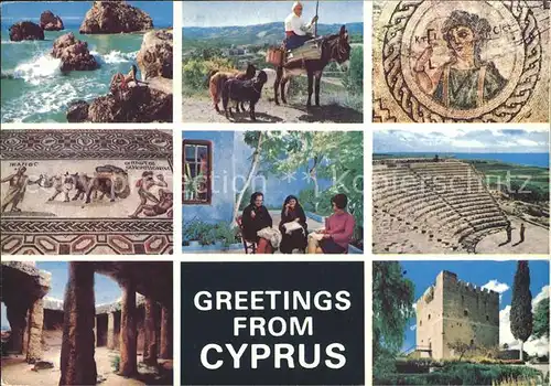 Zypern Cyprus Ruine Mosaik Frauen Esel Strand Kat. Zypern