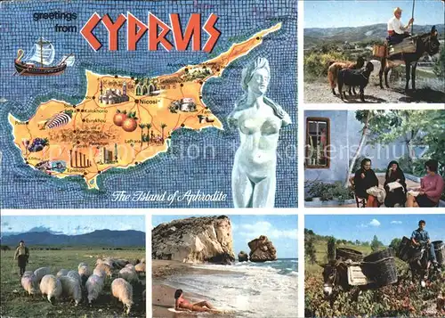Zypern Cyprus Aphrodite Frauen Esel Strand Schafe Kat. Zypern
