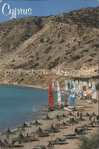 Zypern Cyprus Strandleben Segelboot Kat. Zypern