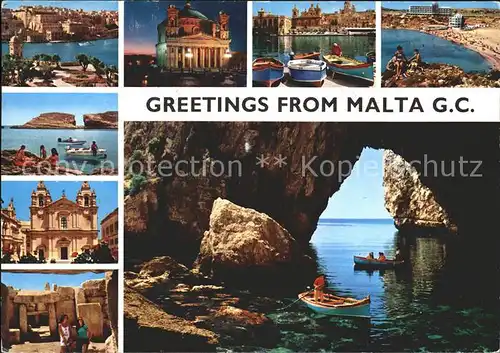 Malta Bucht Boote Kloster Kat. Malta