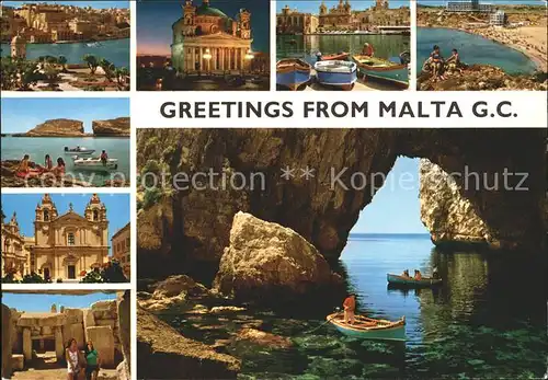 Malta Bucht Boote Kathedrale Strand Kat. Malta