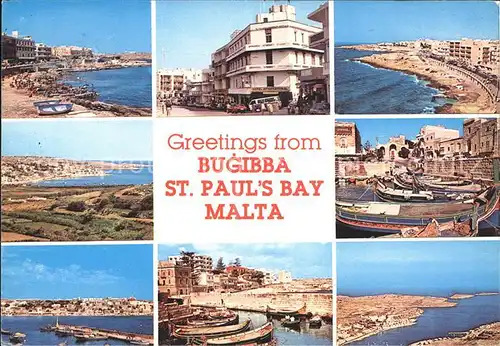 Malta St. Pauls Bay Bugibba Strand Strassenansicht Boote