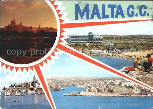 Malta Mdina Golden Bay Marsamxett Harbour Valletta Bastions Kat. Malta