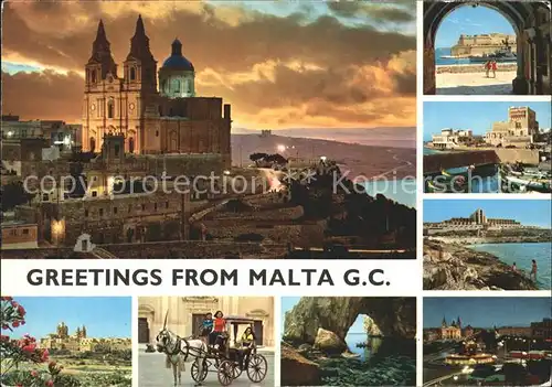 Malta Kathedrale Blaue Grotte Pferdekutsche  Kat. Malta